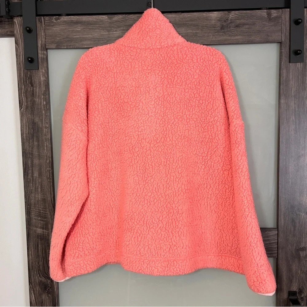 J. Crew Vintage Fleece Peachy Pink Sherpa 1/4 Zip Women’s Size XXL - Picture 5 of 5